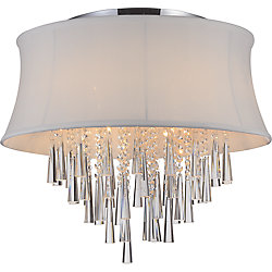 8 Light Flush Mount With Off White Shade
