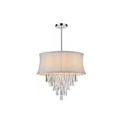 6 Light Pendent With Off White Shade