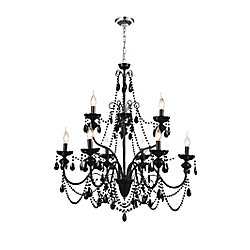 9 Light Chandelier With Black Crystals