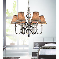 6 Light Chandelier With Beige Shades