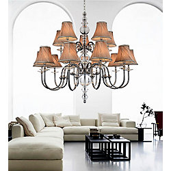 15 Light Chandelier With Beige Shades