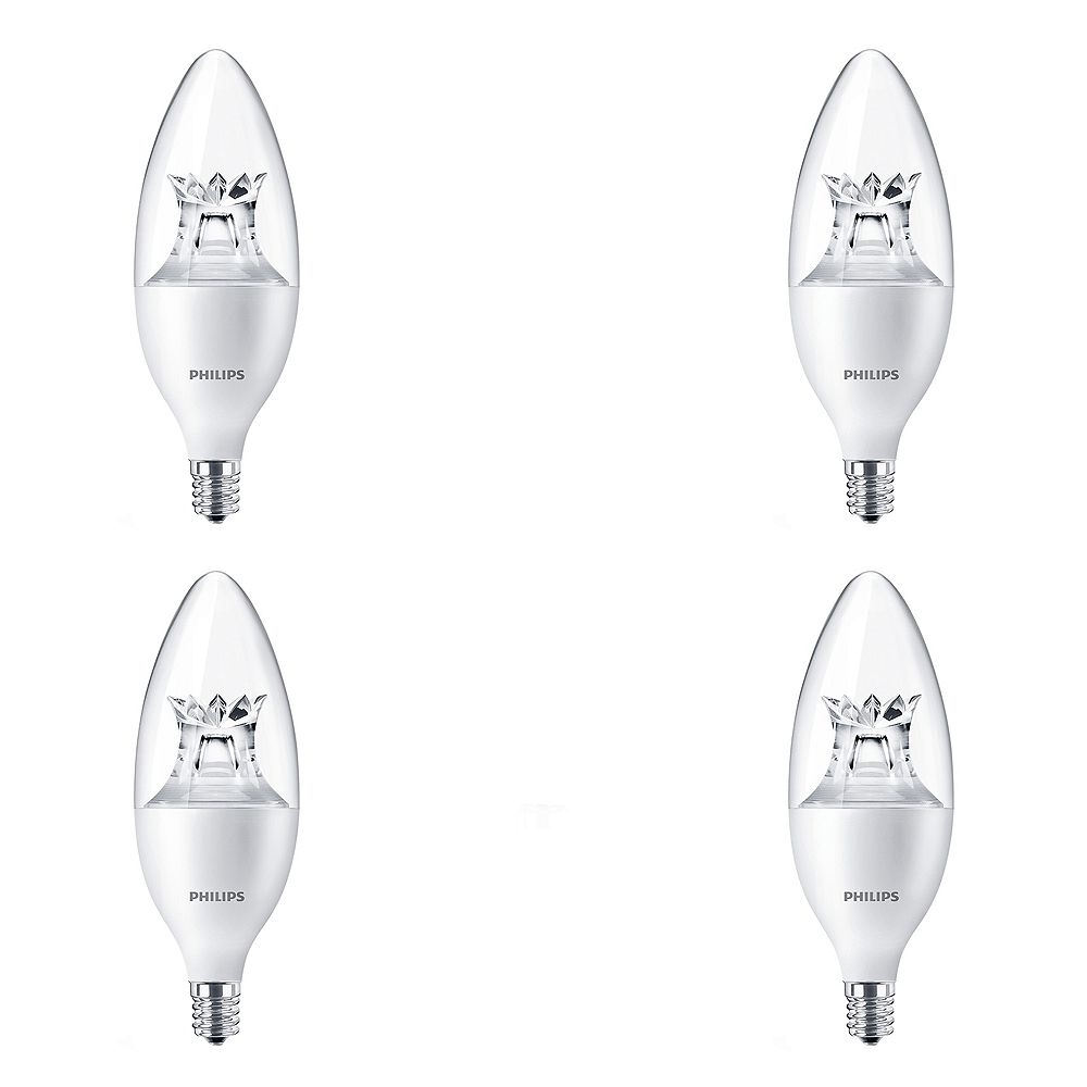 Philips Led 60w Chandelier Candelabra Base Daylight (5000k) Case Of 4