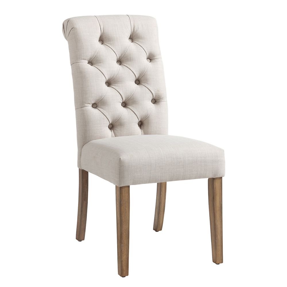 Melia Wood White Parson Armless Dining Chair With White Fabric Seat Set Of 2