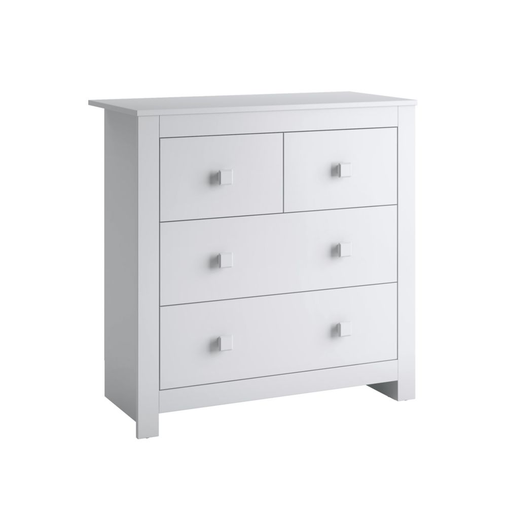 Corliving Madison 36inch x 36inch x 17inch 4Drawer Dresser in White The Home Depot Canada