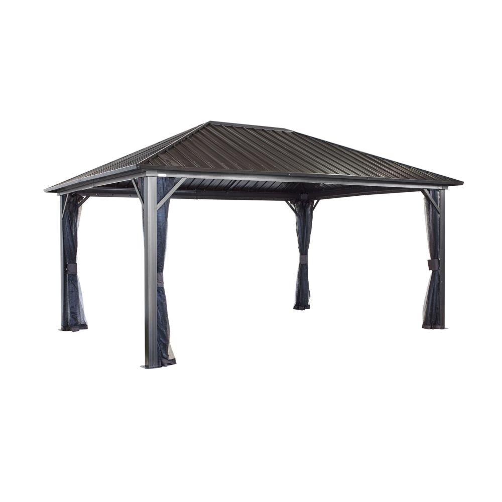 Sojag Genova 12 ft. x 16 ft. Sun Shelter Gazebo in Dark Brown The