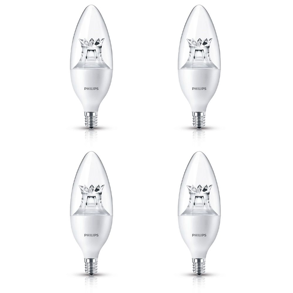 LED 25W Chandelier Candelabra Base Soft White Warm Glow (2700K2200K) Case of 4 Bulbs