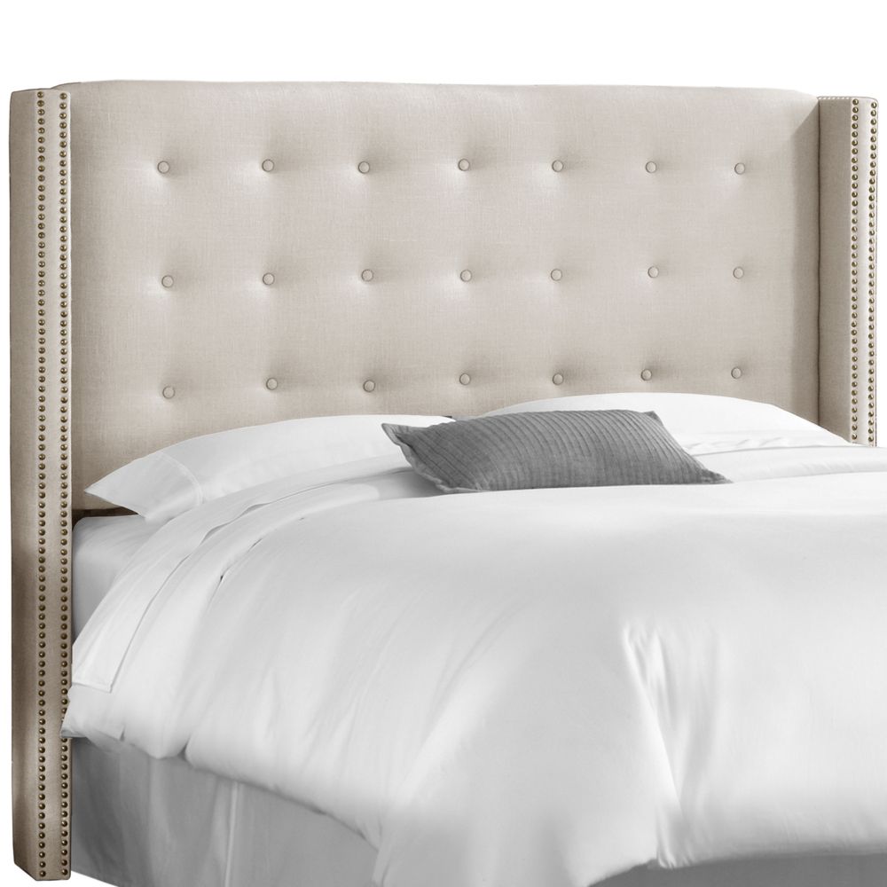 Skyline Furniture Full Tufted Wingback Headboard In Velvet Pewter Skyline Furniture King Nail On Tufted Wingback Headboard