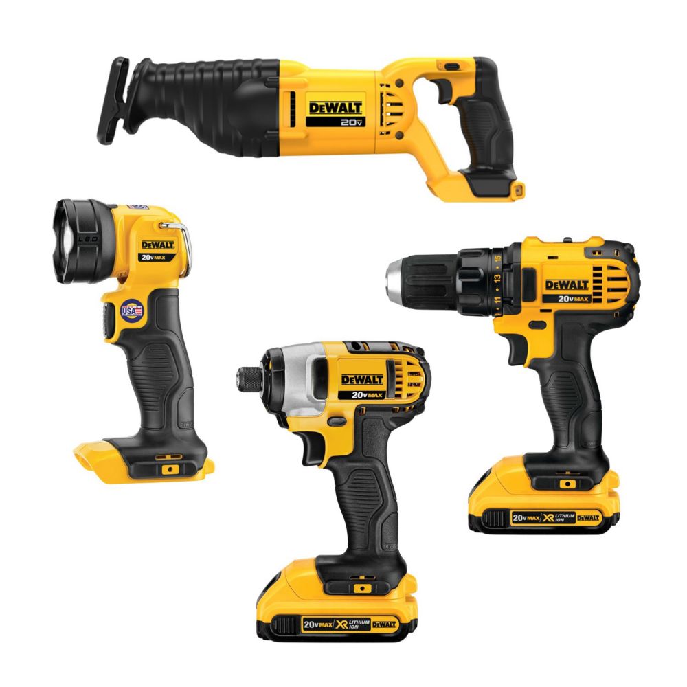 Dewalt 20v Max Lithium Ion Cordless Combo Kit 4 Tool With 2 Batteries 20ah Charger A 7383