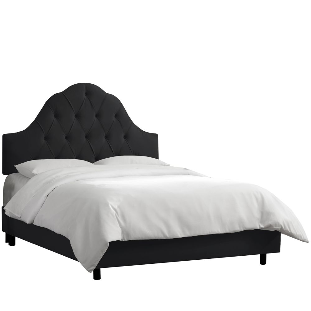 Skyline Furniture California King Arched Tufted Bed In Velvet Black