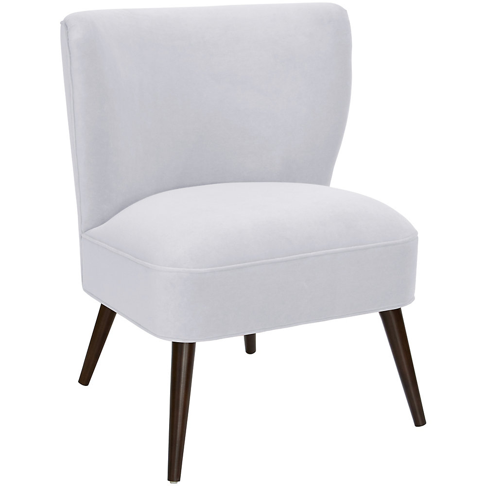 Contemporary Slipper Velvet Accent Chair In White With Solid Pattern