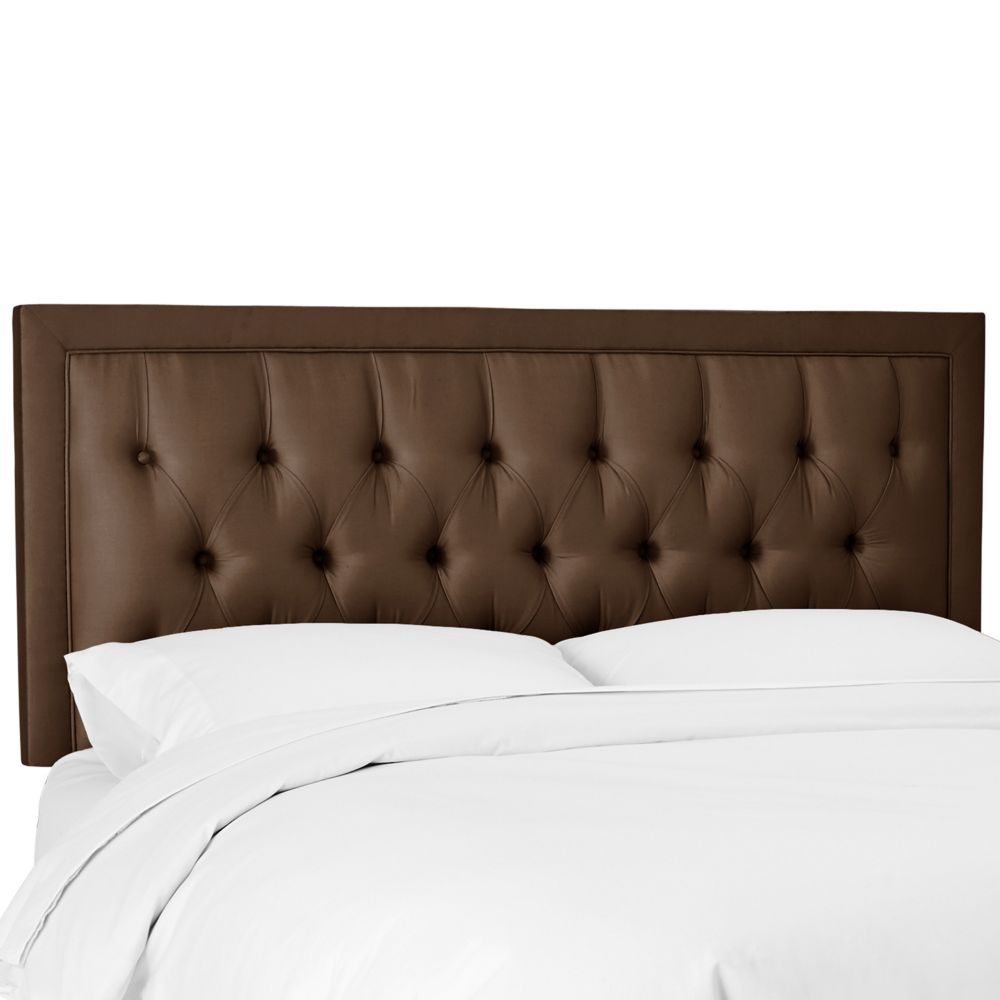 King Tufted Rectangle Headboard In Shantung Chocolate
