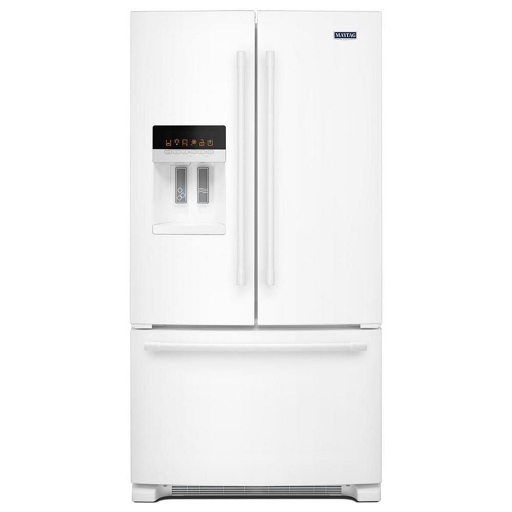 Maytag Réfrigérateur à porte française de 36 po W 25 pi3 en blanc ENERGY STAR Home Depot Canada