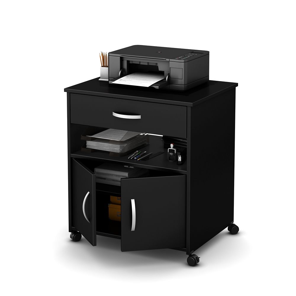 South Shore Axess Printer Cart on Wheels, Pure Black The Home Depot