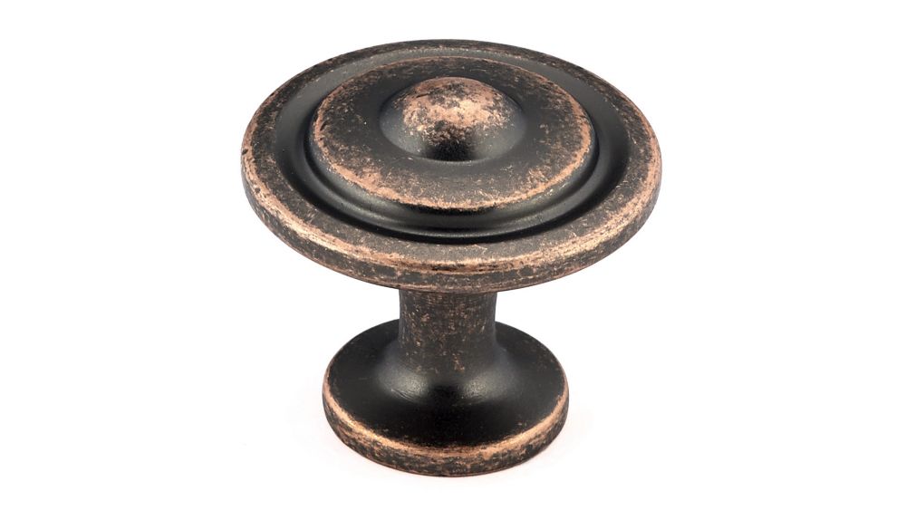 Richelieu Contemporary Metal Knob 1 1/4 in (32 mm) Dia Polished Copper Rockaway Collection