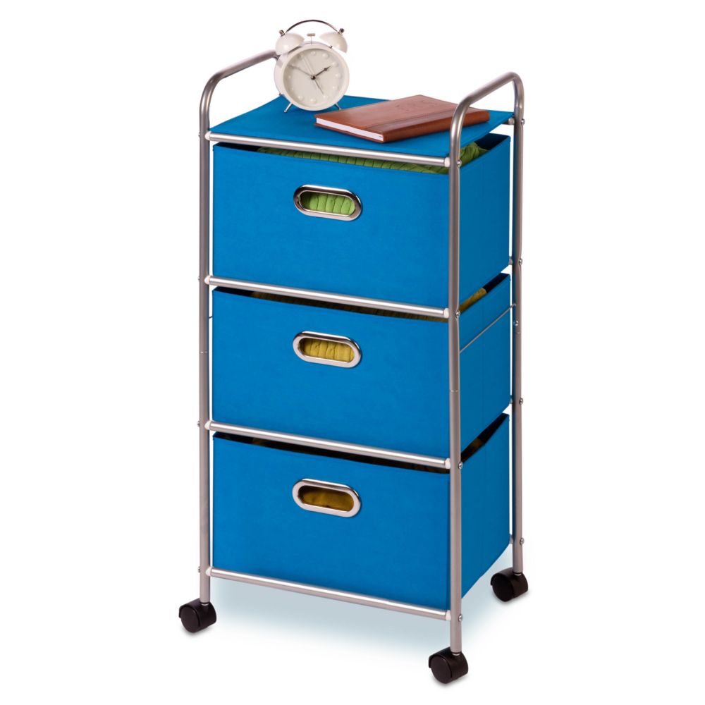 3 drawer rolling cart blue. 