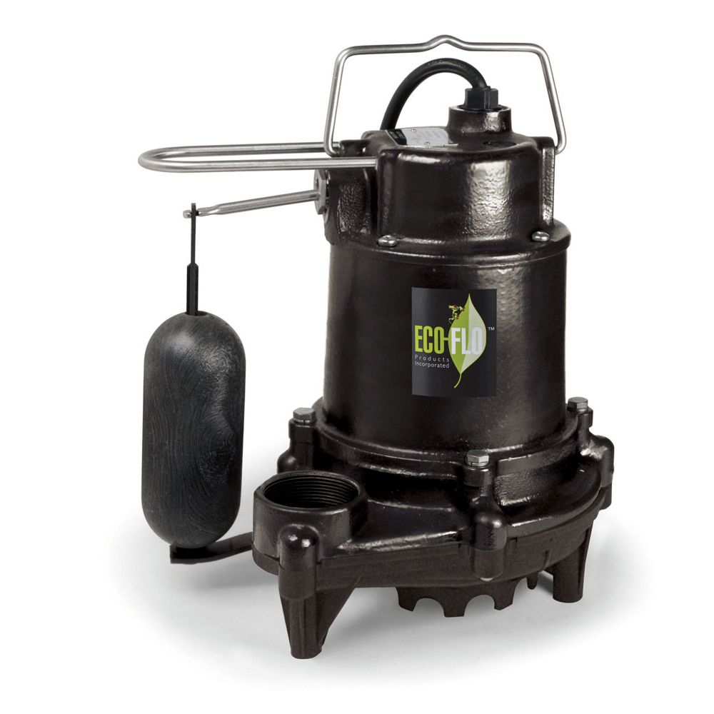 ECOFLO Pompe de puisard submersible, 1/3 HP, fonte, interrupteur