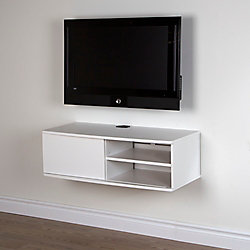 Agora 38 Inch Wide Wall Mounted Media Console, Pure White