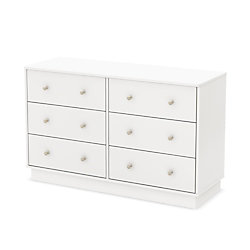 Litchi 6-Drawer Double Dresser, Pure White