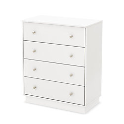 Litchi 4-Drawer Chest, Pure White