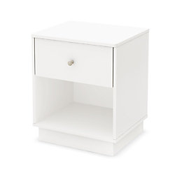 Litchi 1-Drawer Nightstand, Pure White