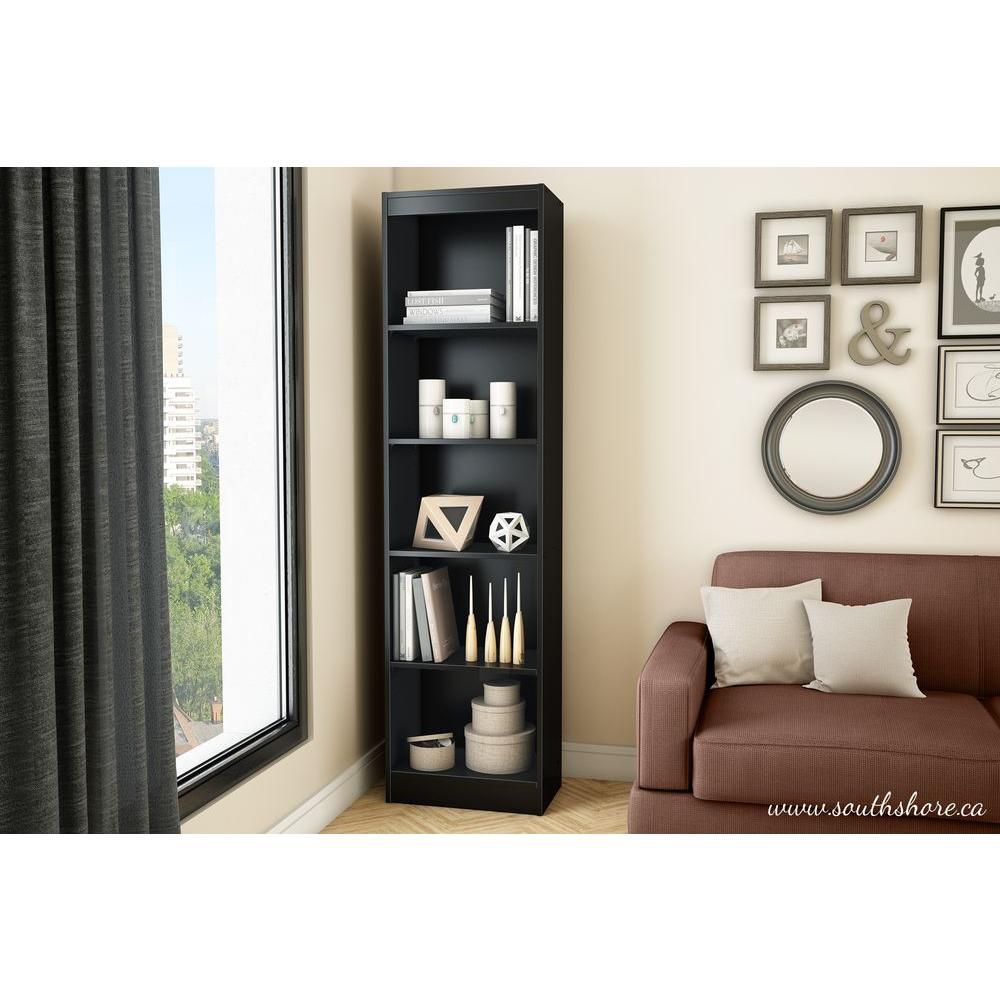 Axess 5-Shelf Narrow Bookcase, Pure Black Axess 5-Shelf Narrow Bookcase, Pure Black