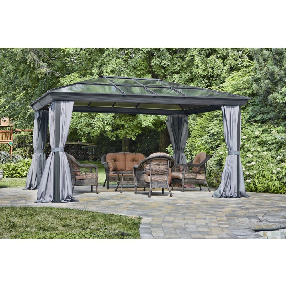 Gazebo Penguin 12 ft. x14 ft. Gazebo in Grey The Home Depot Canada