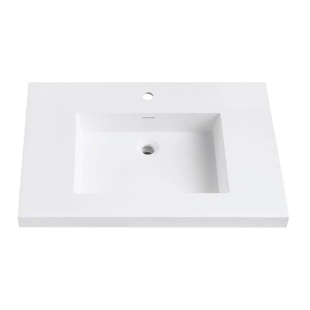 Versastone 31 Inch W Solid Vanity Top In Matte White With 22 Deep Bowl