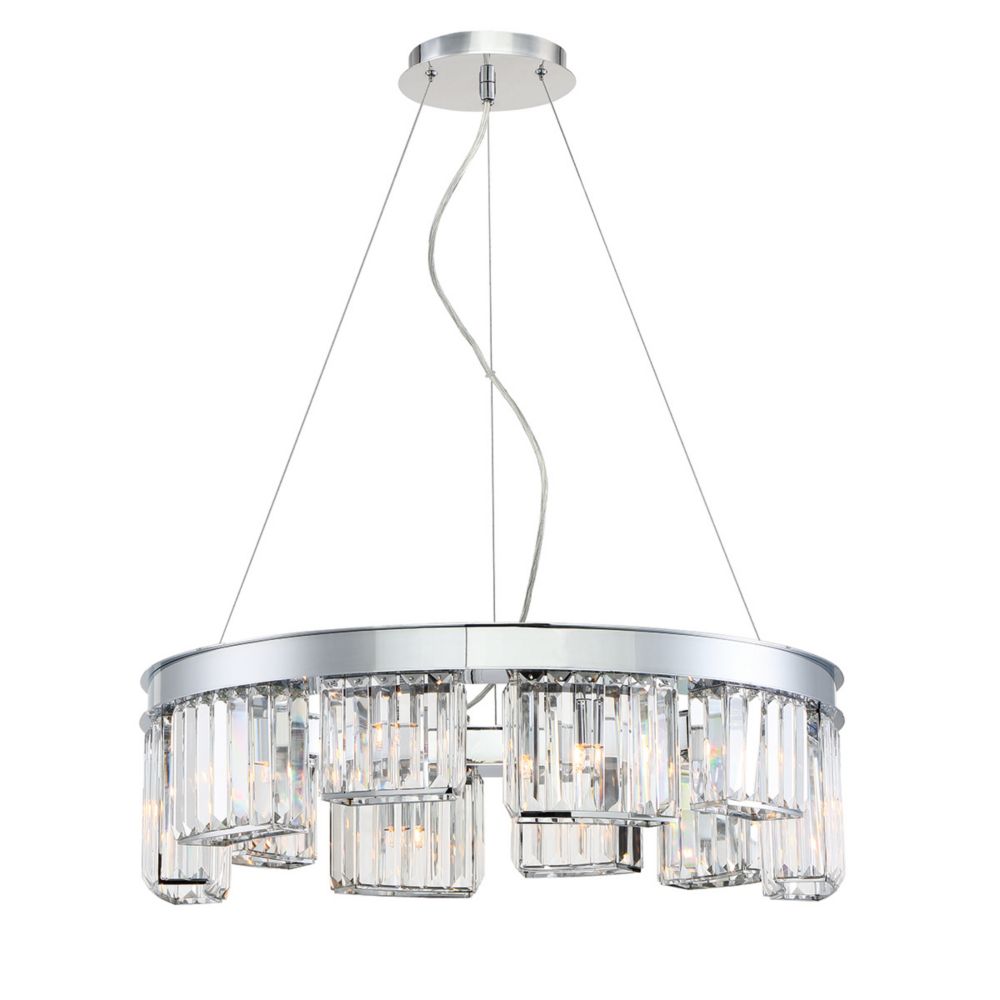 CWI Lighting 9 Light Chandelier With Chrome Round Base The Home Depot