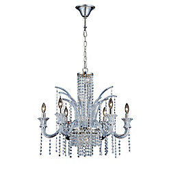 Nava Collection, 11-Light Chrome and Ice Blue Chandelier