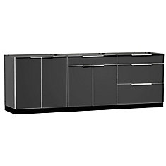 Outdoor Kitchen Aluminum 3-Piece 96 inch W x 36.5 inch H x 24 inch D Cabinet Set