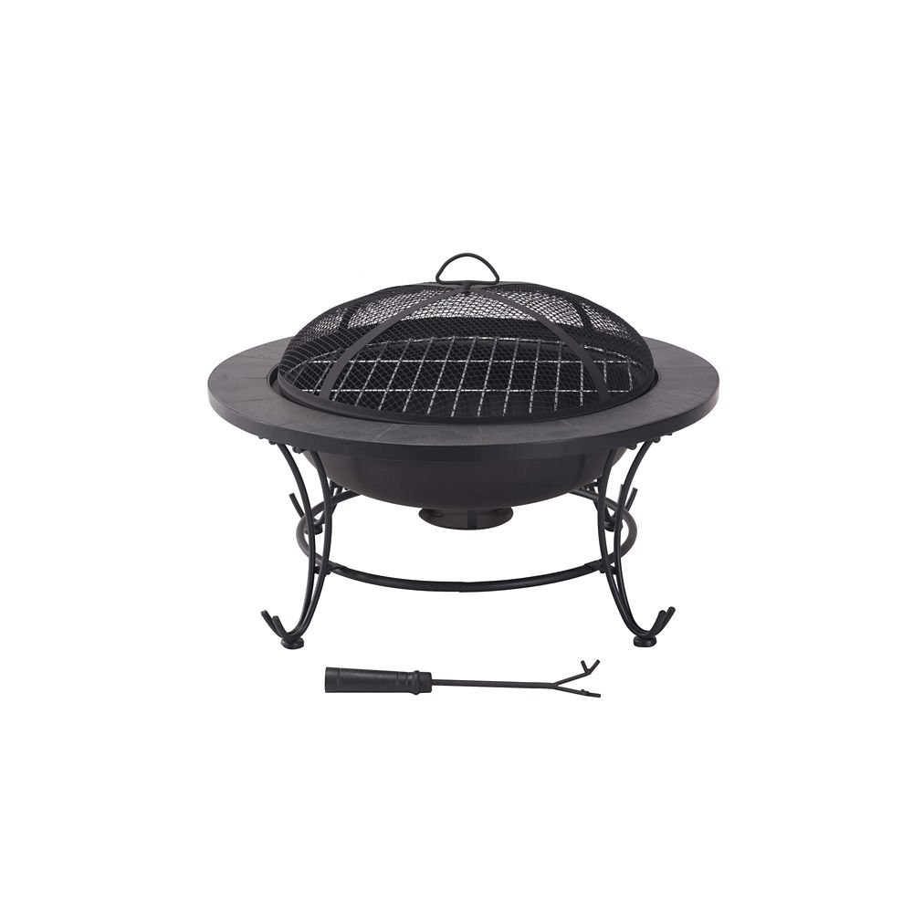 Hampton Bay 30inch Fire Pit in Black Slate The Home Depot Canada