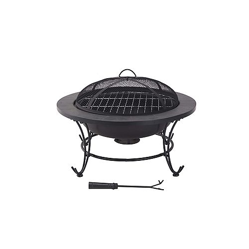 Hampton Bay Canadiana Black Steel Outdoor Fire Pit The Home Depot Canada