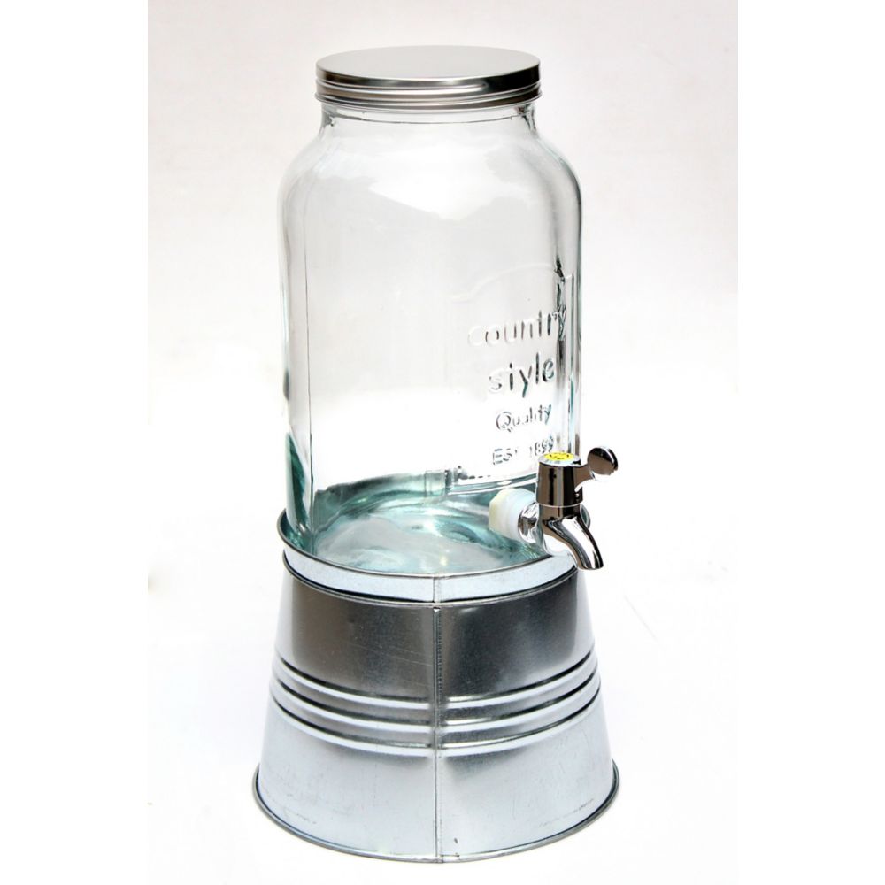 Hampton Bay Glass beverage dispenser with metal base The Home Depot