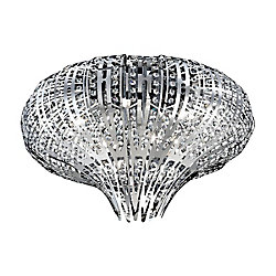 Monica Collection, 9-Light Chrome and Clear Flushmount