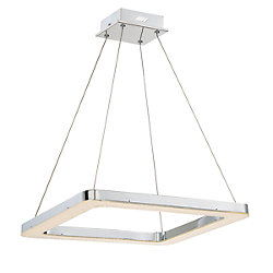 Zatina Collection, 1-Light LED Square Chrome Pendant