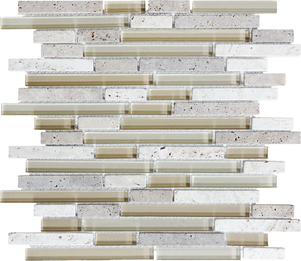 Anatolia Tile 12 Inch x 14 Inch Cashmere Glass & Stone Strip Mosaics The Home Depot Canada