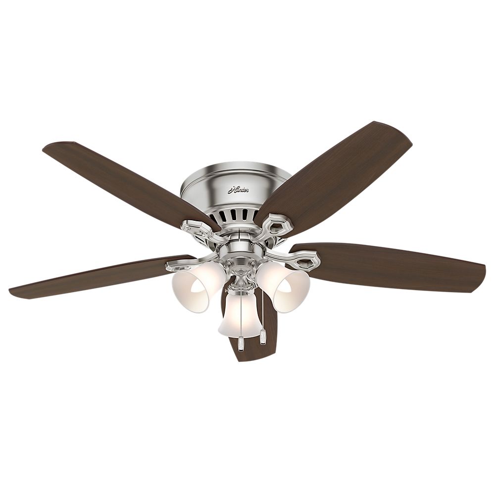 Builder 52inch Low Profile Ceiling Fan Brushed Nickel with 3 Lights