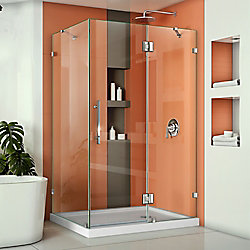 Quatra Lux 46-5/16-inch x 34-5/16-inch x 72-inch Frameless Corner Hinged Shower Door in Chrome