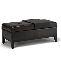 Pouf Oregon, 42,10po x 17po x 19,80po, similicuir, marron