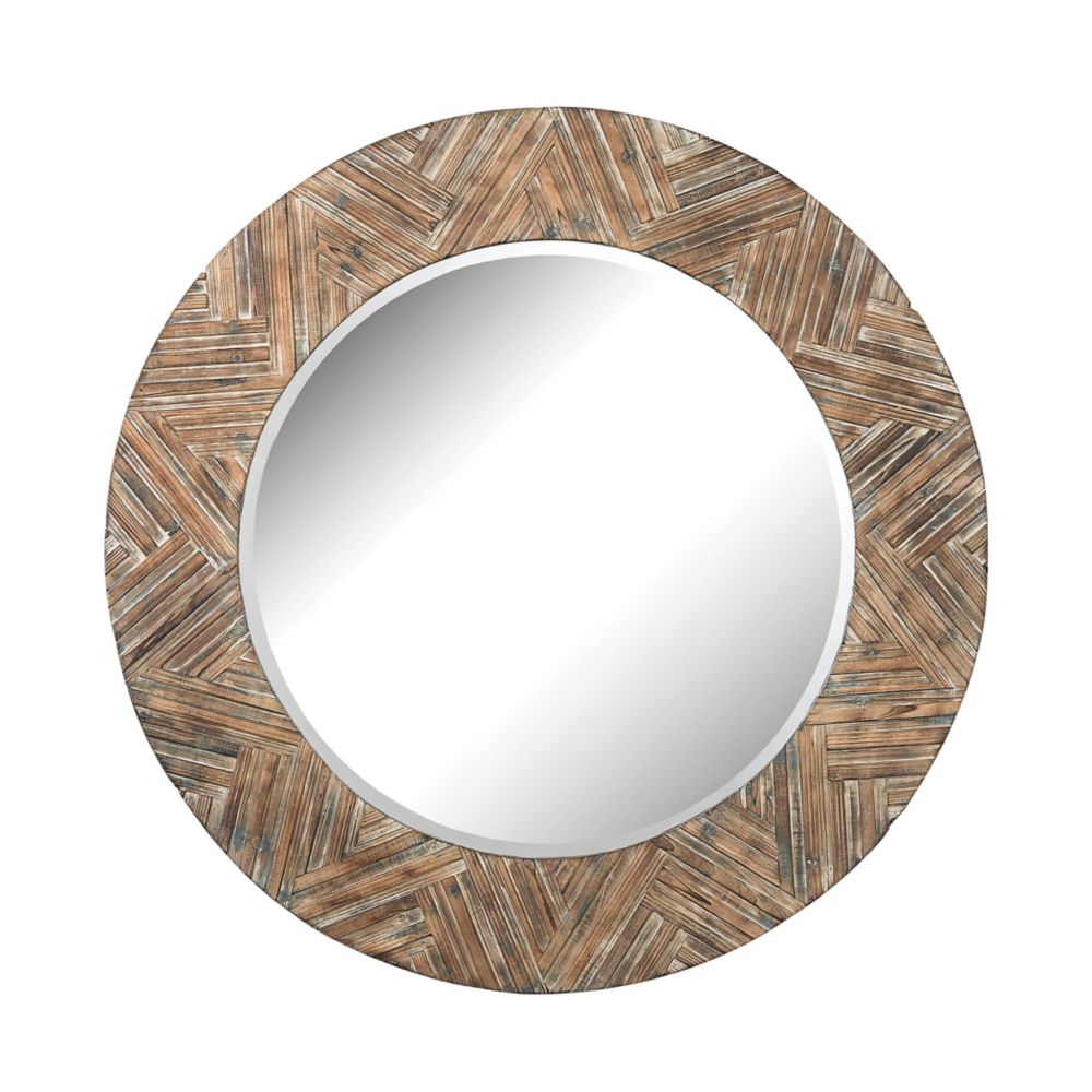 Titan Lighting Large Round Wicker Mirror The Home Depot Canada