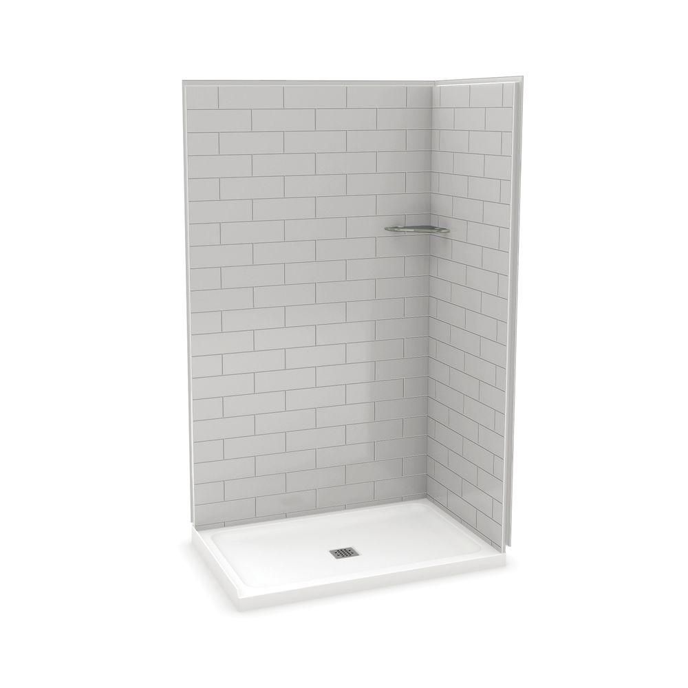 MAAX Utile 48 Inch Metro Soft Grey Corner Shower Kit | The Home Depot ...