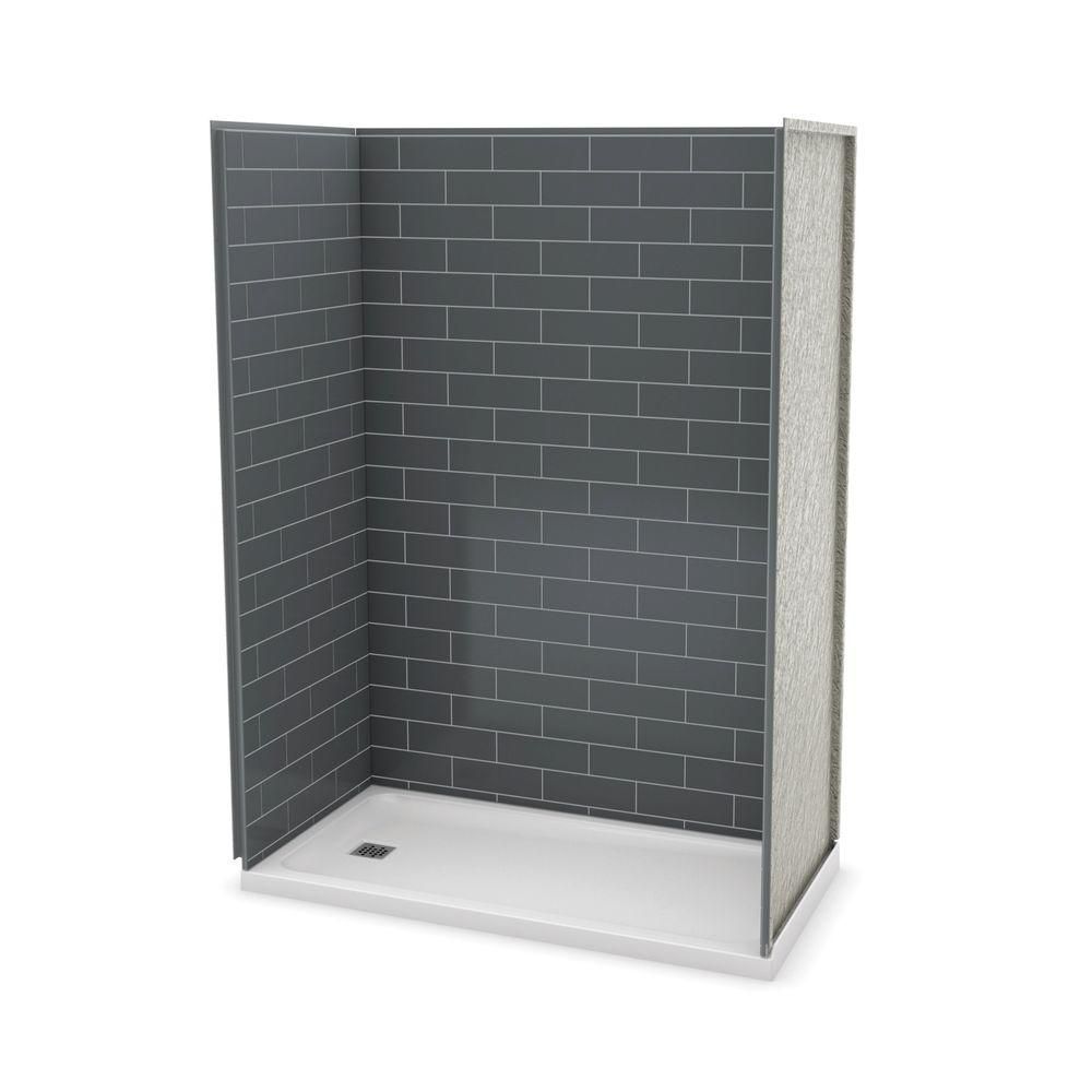 MAAX Utile 60 Inch Metro Thunder Grey Left Hand Alcove Shower Kit The Home Depot Canada