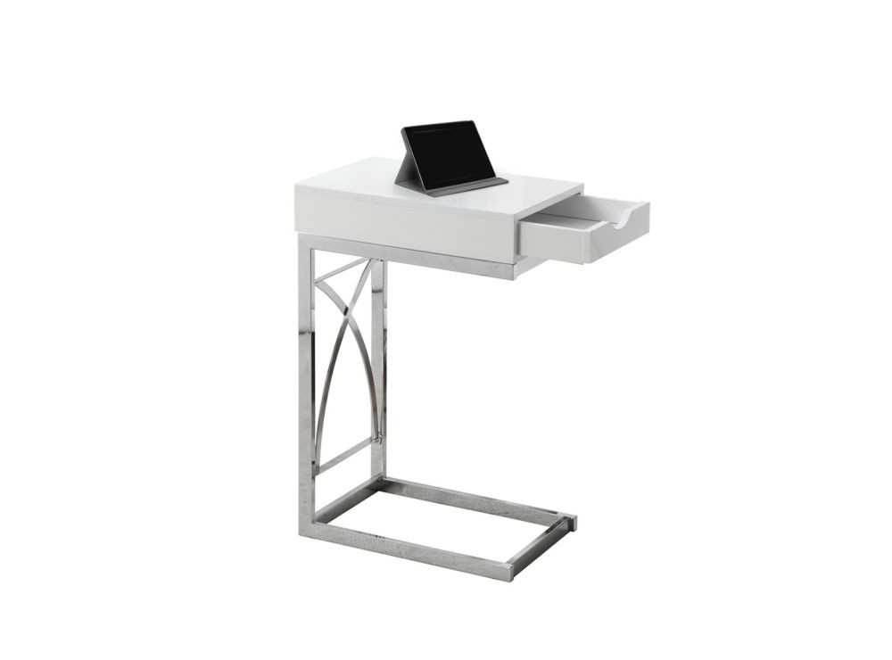 Monarch Specialties Accent Table Chrome Metal Glossy White With Monarch Specialties Accent Table Chrome Metal Glossy White With A Drawer The Home Depot Canada