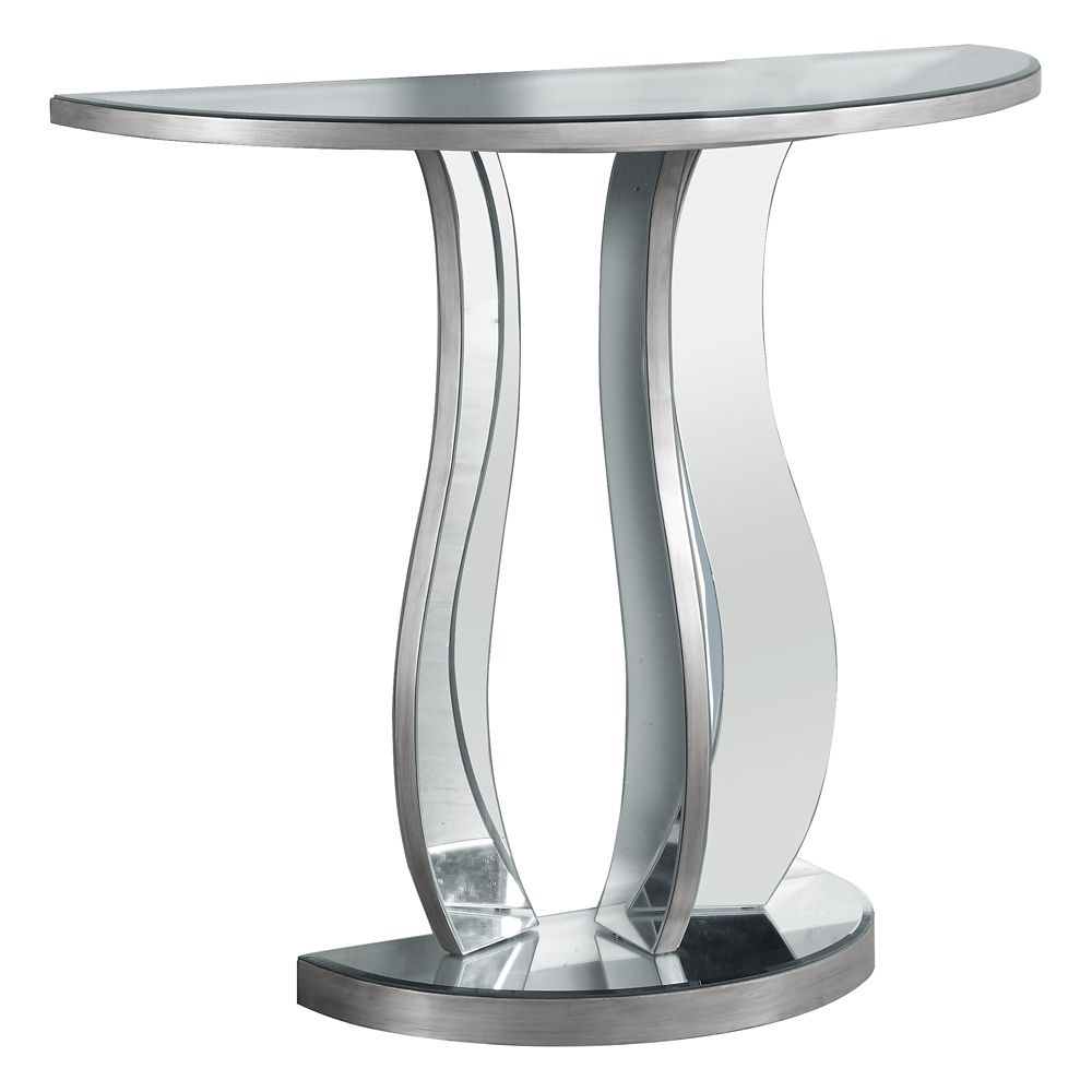 Monarch Specialties Console Table 36 Inch L Brushed Silver Console Table 36 Inch L Brushed Silver Mirror Photo Of