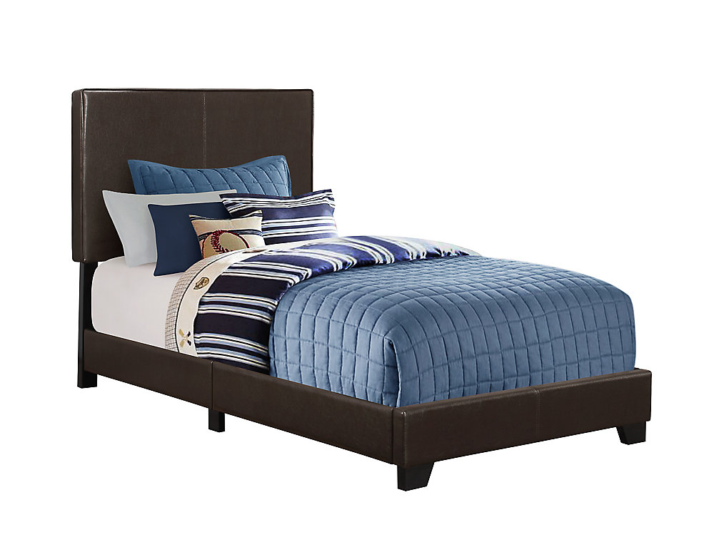 Monarch Specialties Bed Twin Size Dark Brown Leather Look Fabric Monarch Specialties Bed Twin Size Dark Brown Leather Look Fabric