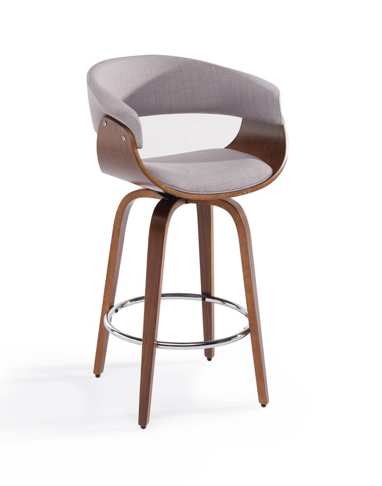 Nspire Holt Metal Walnut Parson Armless Bar Stool With Grey Fabric Nspire Holt Metal Walnut Parson Armless Bar Stool With Grey Fabric Seat