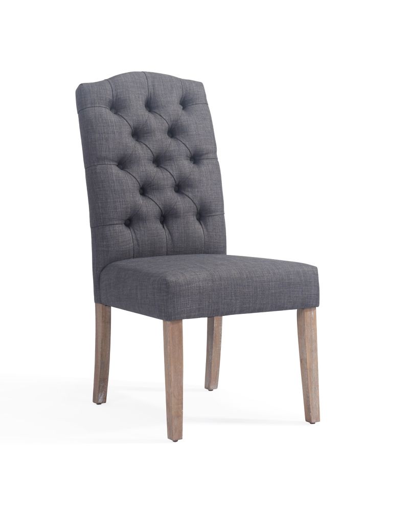 !nspire Lucian Wood Grey Parson Armless Dining Chair with Grey Linen