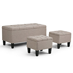 Dover 44-inch x 20-inch x 19.5-inch Polyester/Polyester Blend Ottoman in Beige