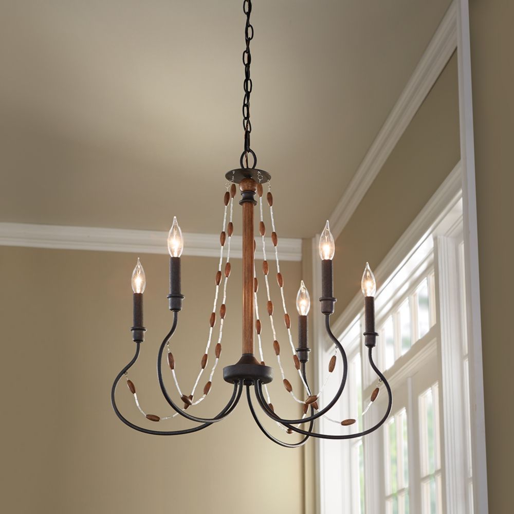 Home Decorators Collection 5 Light Bronze With Wood Accent 5 Light Bronze With Wood Accent Chandelier Photo Of Product