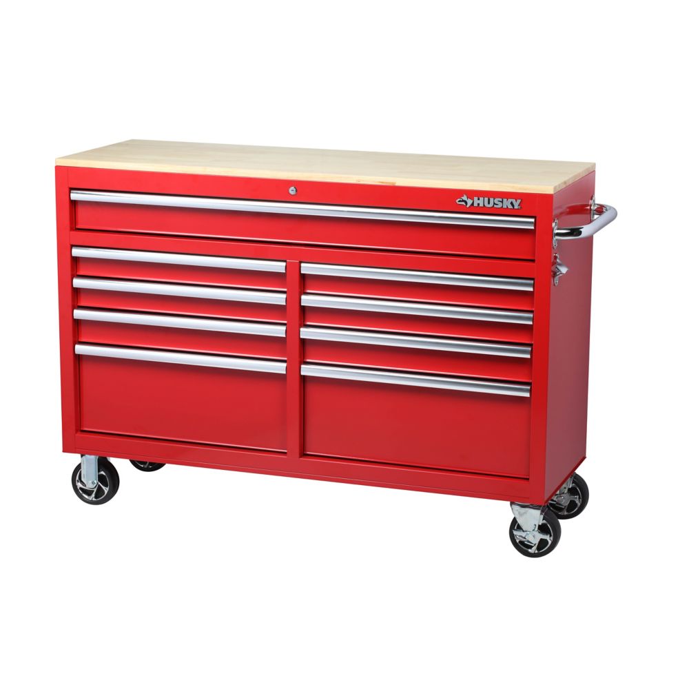 HUSKY 52 inch 9-Drawer Mobile Work Center, Red | The Home Depot Canada